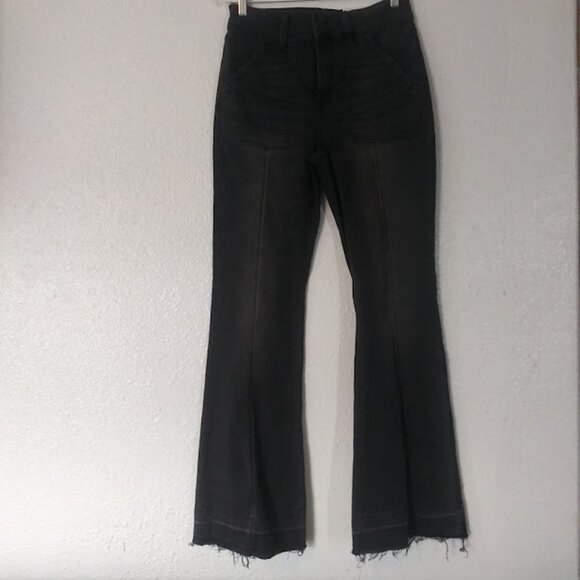 SO women's Juniors size 11/30W Washed black high rise seamed utility flare jeans - Picture 1 of 15